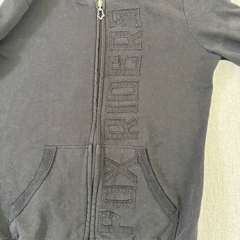 Fox Racing Hoodie Women's Small Black Full Zip Sweatshirt Logo Rider Design Y2K - Picture 4 of 9